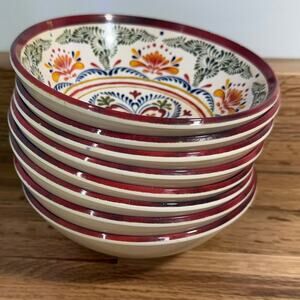 Williams Sonoma Puebla Melamine Cereal Soup Bowls Set of 8 Talavera Floral 7"
